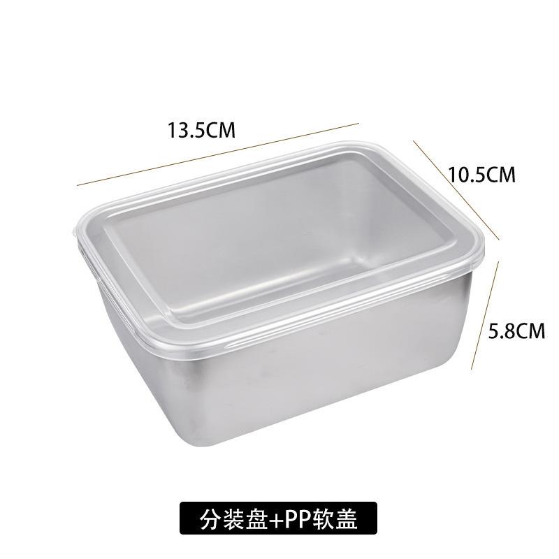 

3pcs Plate Stainless Steel Food Container Thick Tray Fresh-keep Food Fruit Lid Sealed Storage Box Kitchen Fridge Organizer Box 3PCS
