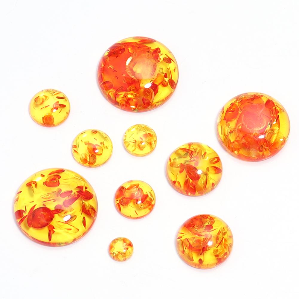 20Pcs Multisize Resin Round Cabochon Imitation Amber Cabochon For Rings Earrings Pendant Jewelry Making DIY Accessories Supplies