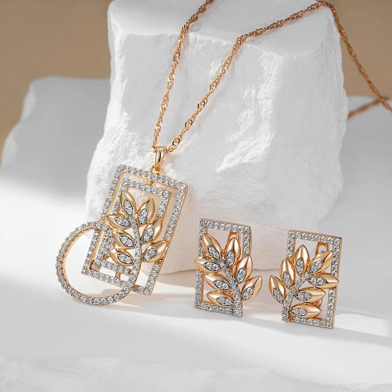 New Fashion Square Wide Pendant Necklace For Women  Rose Gold  Color Mix Boho Crystal Flower Ethnic Retro Jewelry
