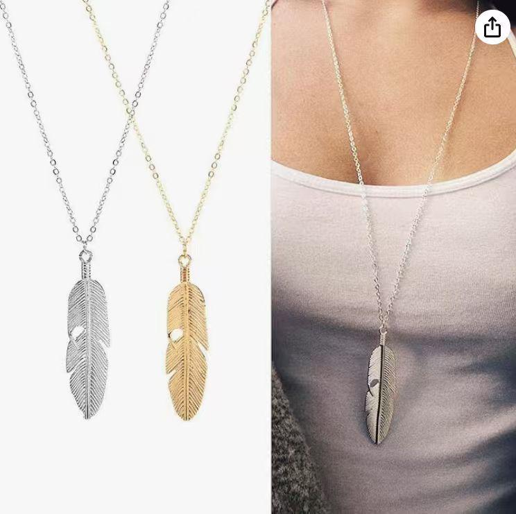 Bohemian Retro Feather Long Necklace