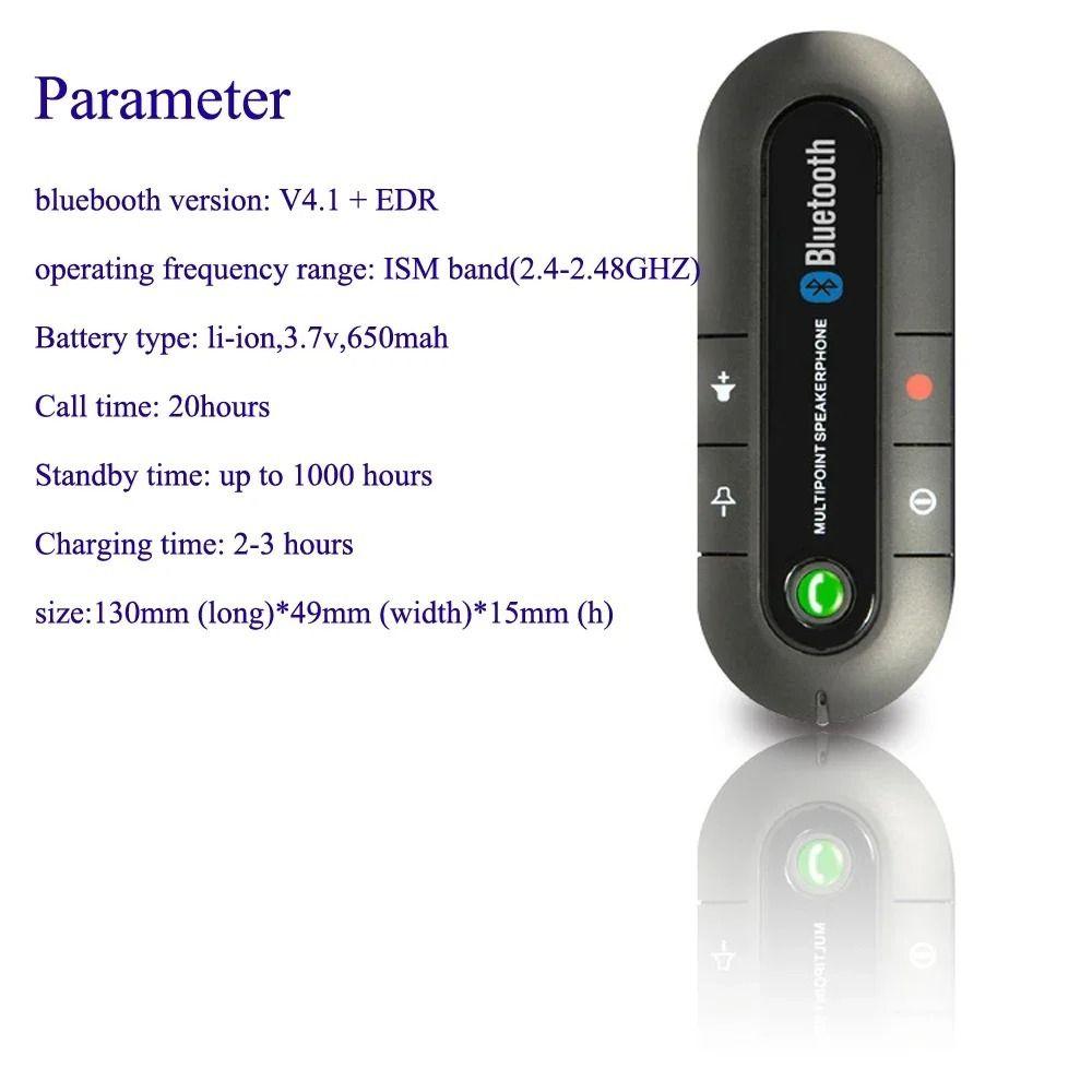 ABS Car Bluetooth Handsfree Phone Kit Micro USB Charging Cable Black MP3 Music Player Clip-on Wireless Speaker Speakerphone Car