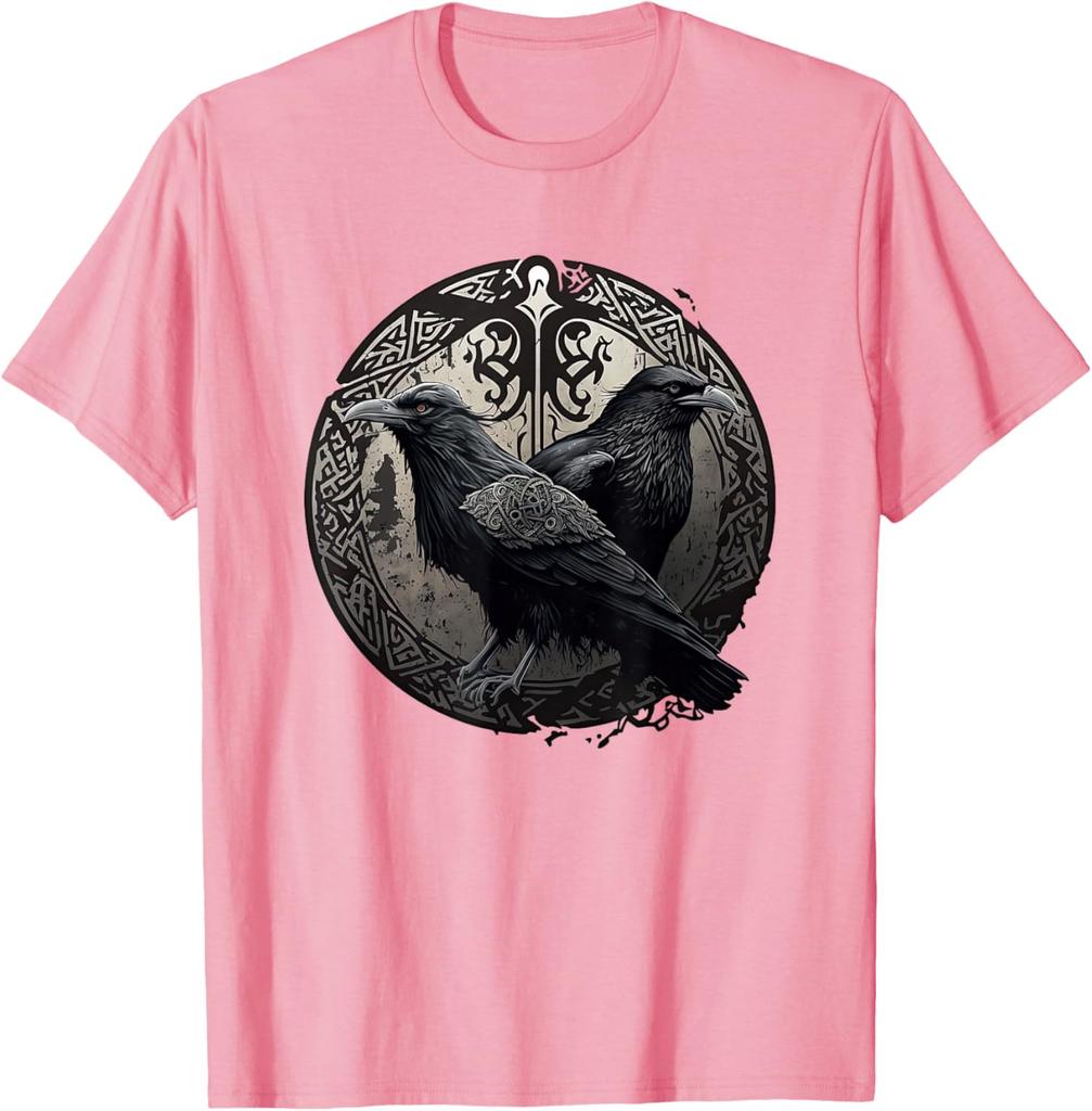 Huginn Muninn Ravens Norse Mythology Viking Symbol Graphic TShirt Men Casual Cotton Tee