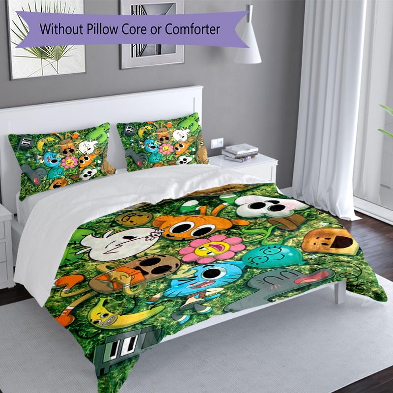 3pcs The Amazing World of Gumball1 pattern bedding set duvet cover set includes duvet cover &pillowcases, perfect all season bedroom decoration & gift
