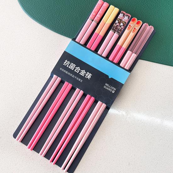 5 Pairs Reusable Plastic Chopsticks BPA-Free Dishwasher-Safe Non-Slip Fiberglass Chopsticks Chinese Japanese Chopstick Gift Set