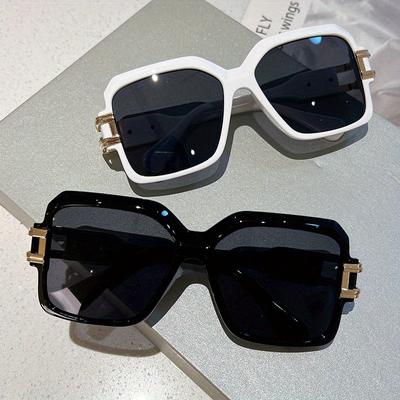 Oversized Square Sunglasses Women for Men 2024 Vintage Fashion Sun Glasses Trending Punk Pink Hollow Shade