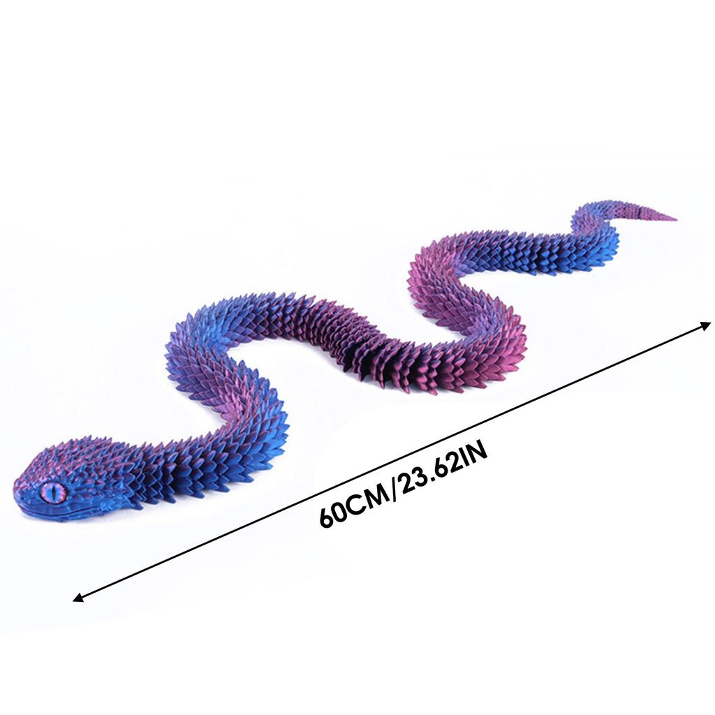 60cm 3D-gedruckte Schlange Drehbare Gelenke Schlangenfiguren Kreatives Heim-Büro Schreibtisch Handwerk Ornamente Neujahrsbastelgeschenk