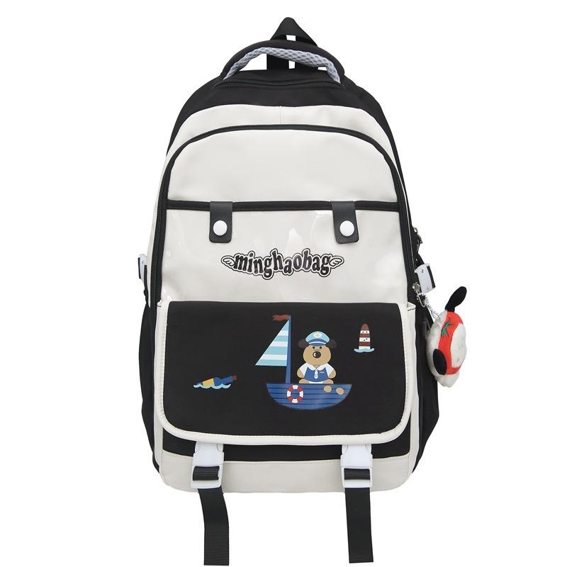 School Bag New School Bag Female College Students Junior High School Large Capacity Simple Cartoon Primary School Students Backpack Campus Tide
