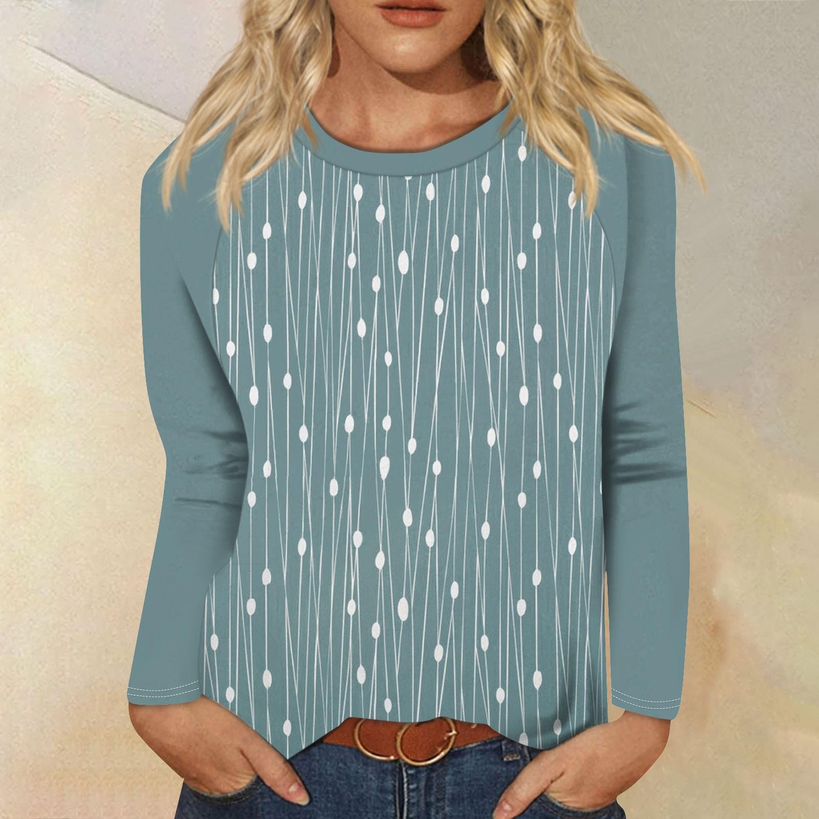 

Рубашка для женщин, модная повседневная футболка с рукавом реглан, круглым вырезом и длинным рукавом, свободная футболка с принтом, женский топ XL