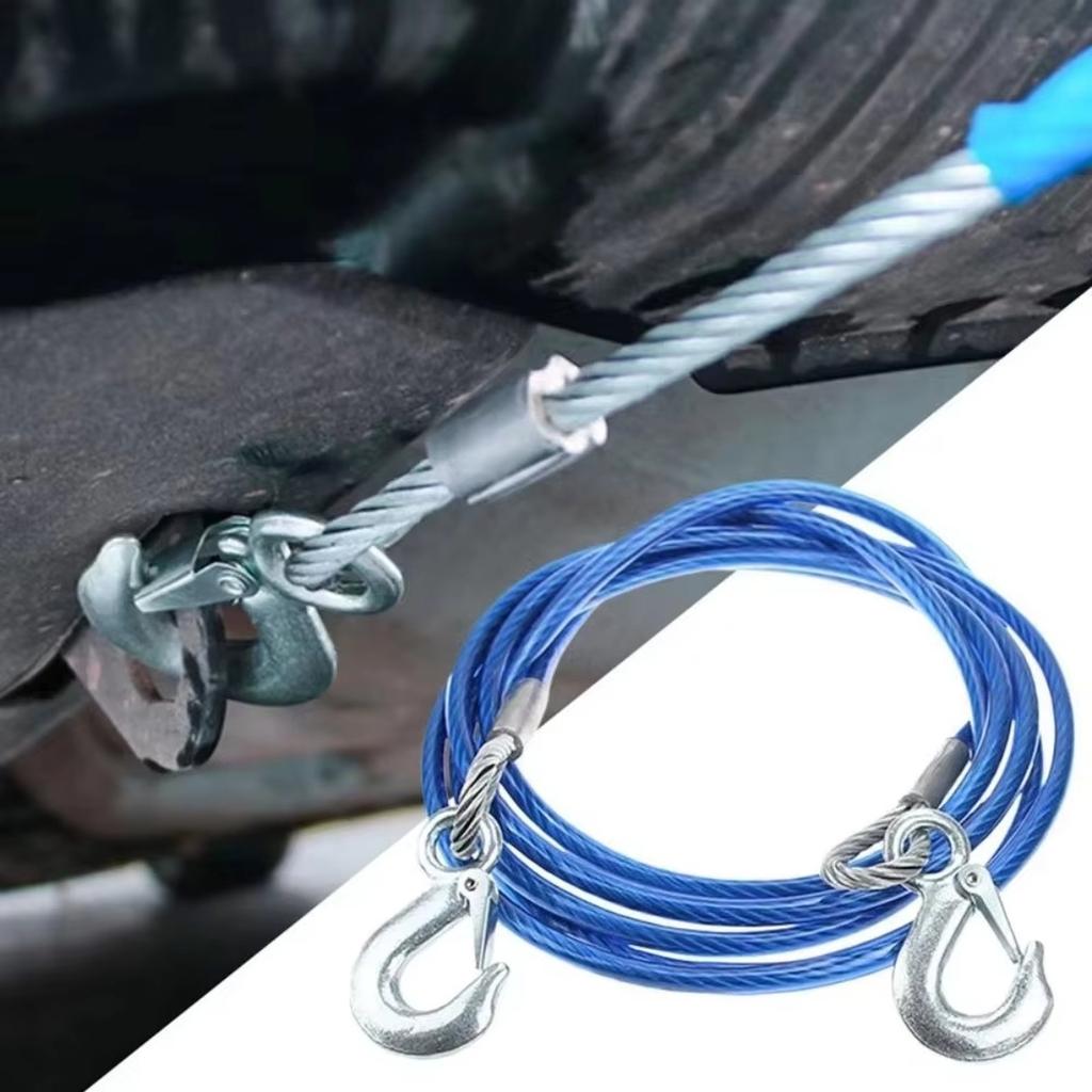 Heavy-Duty Tow Strap Steel Wire Towing Strap Car Supplies - High Tensile Strength For Truck Boats Motorcycles