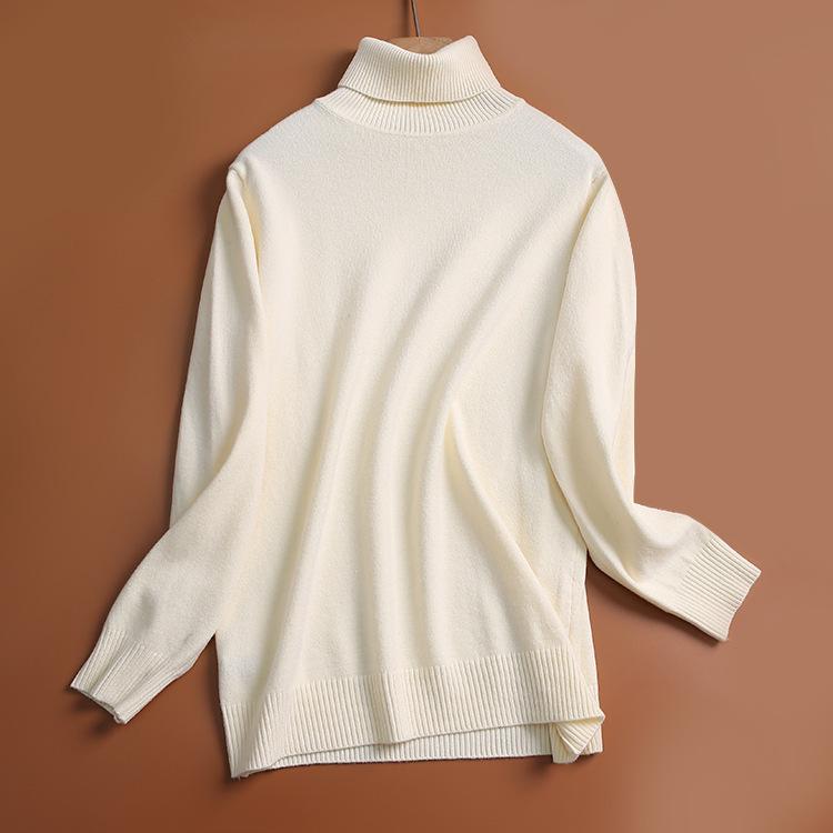 

Качественный женский свитер с высоким воротом, осенне-зимняя рубашка, женская одежда для поездок на работу в город One size бежевый