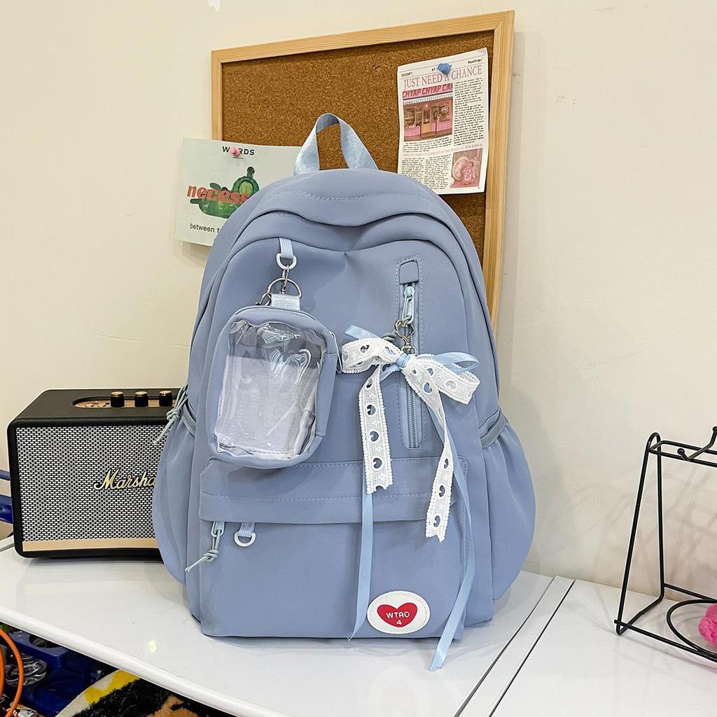 Schoolbagins wind schoolbag Japanese fresh college student schoolbag three-dimensional small bag backpack solid color large capacity backpack