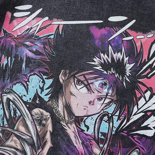 Hip-Hop Trendy Brand Men'S Tops Japanese Cartoon Animation Printing Loose Washing Old Men'S And Women'S Long-Sleeved T-Shirts