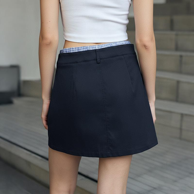 Summer Short Skirt - New Style, Sweet Check Pattern, Zipped, A-line, Half-length Dress for Women