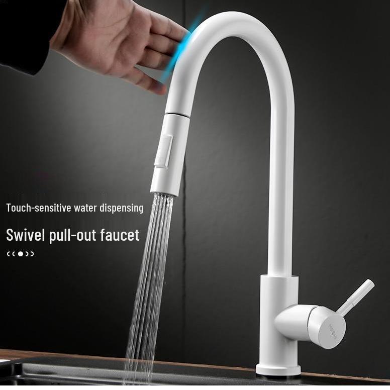 White Oat Kitchen Pull-Out Rotating Faucet with Vegetable Washing Basin (VAT Invoice Included)