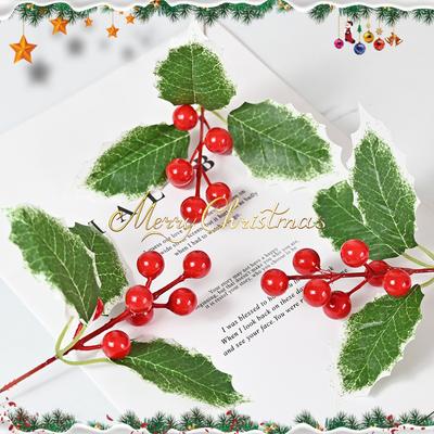 Christmas Triangular Leaves, Christmas Decorative Leaves, Red Fruits, Christmas Tree Decoration Diy Wreath Accessories, Berries, Rich Fruits