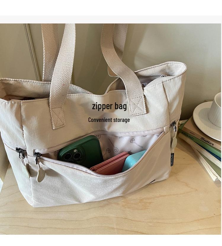 Cross-border Multi-compartment Commuter Tote - Large Capacity Solid Color Shoulder Bag for Outdoor Travel