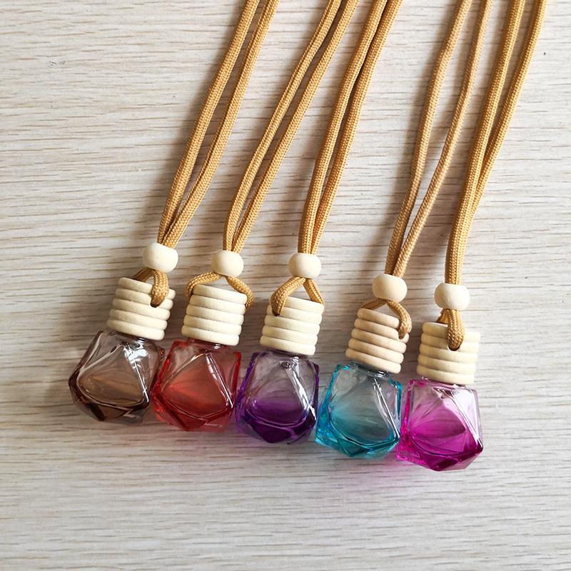 Colorful Diamond Car Perfume Pendant - Empty Glass Bottle Aroma Diffuser