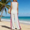 Women's Printed Stitching Trendy Wide Legs Slimming Design Personalized Street Style Comfortable Suit