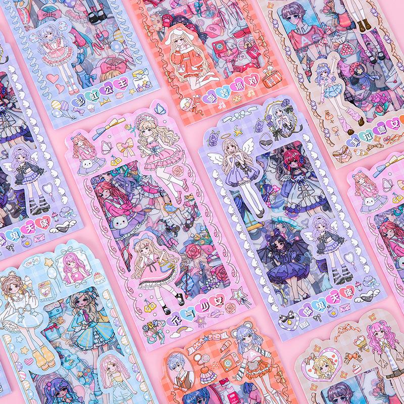 

Dopamine Girl Waterproof Die-Cut Sticker Pack - Cute PET Journal Stickers for Kids