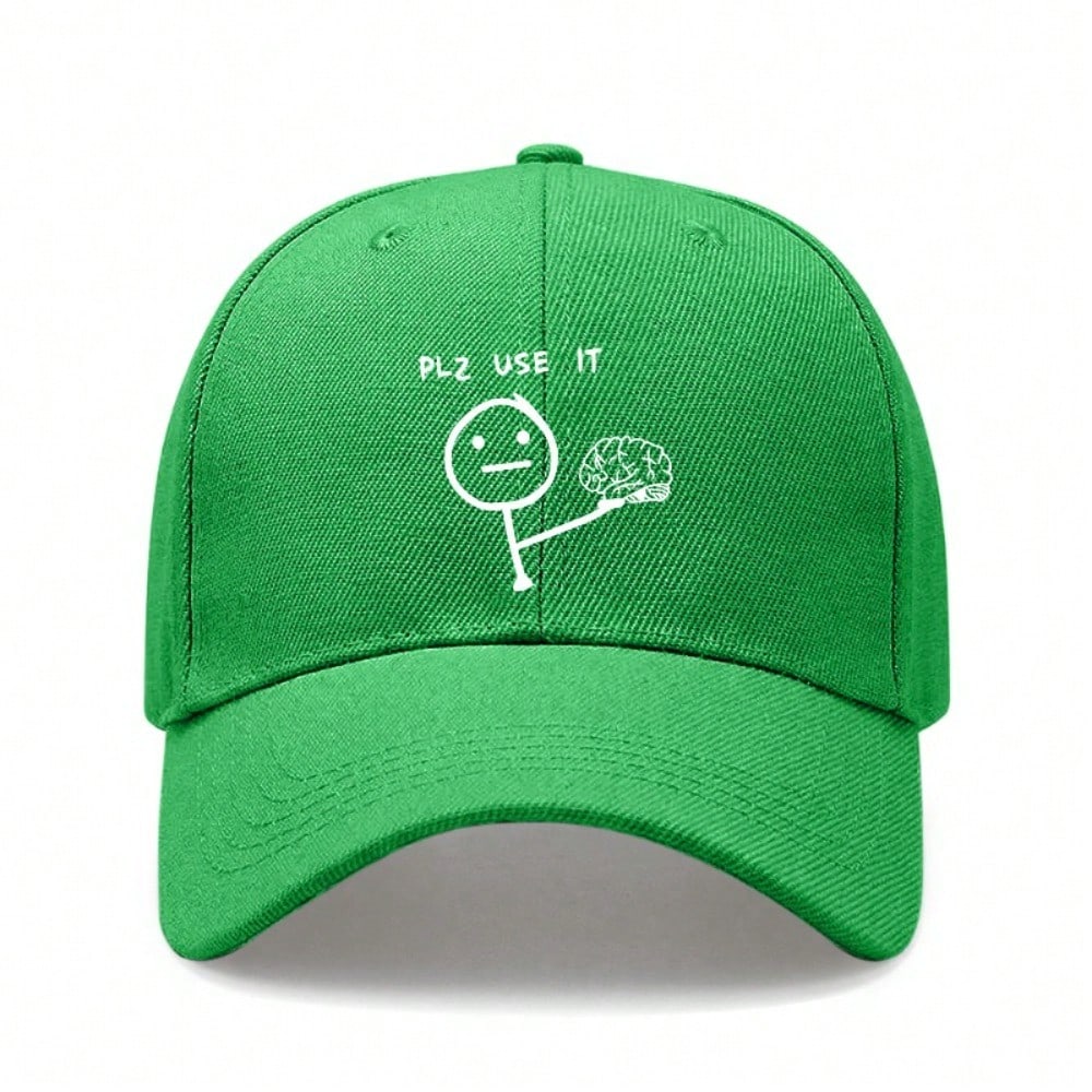[Humorous Baseball Cap] Funny Letter "PLZ USE IT" Print Polyester Adjustable Breathable Casual Outdoor Sports Baseball Hat For Men Women