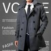 Winter Woolen Double-breasted Trench Coat for Men Medium-length Slimming Overcoat British Style