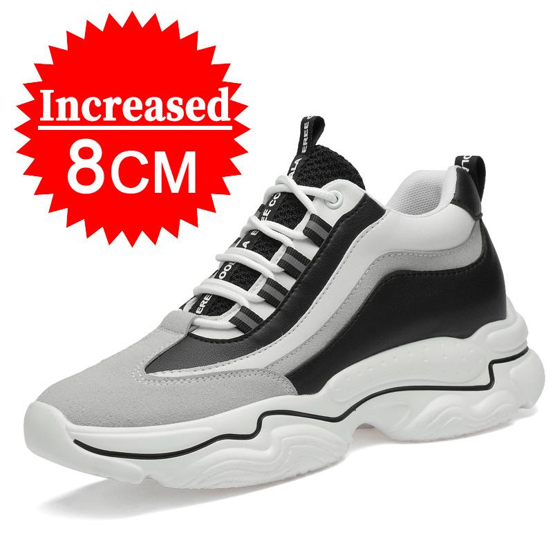 Fashion New Elevator Shoes Men Sneakers 8CM Height Increasing Shoes Men's Hidden Heels Inner Height Sports Shoes Luxury Man Lift Shoes