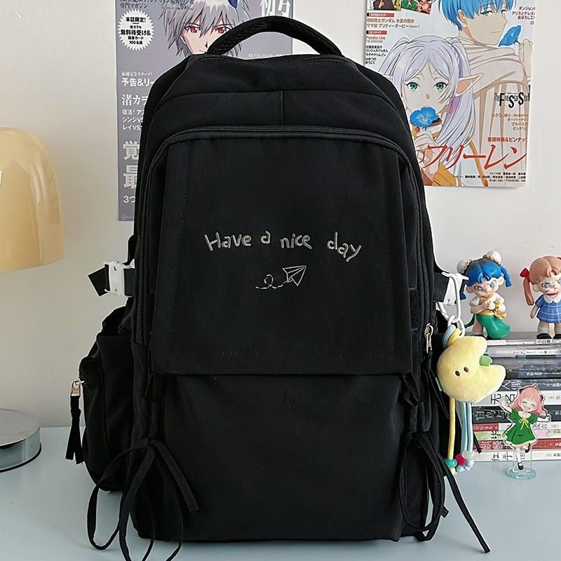 Japanese Style Light Solid Color Backpack Outdoor Travel Large-capacity Casual All-matching College Student Commuting Schoolbag