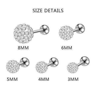 Orecchini Sfera di Cristallo Acciaio Chirurgico Tappi per Orecchie Piercing Gioielli per il Corpo Borchie per Orecchie