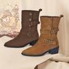 Women's Retro Western Ankle & Mid-Calf Cowboy Boots - New Winter 2025, Brown Coffee