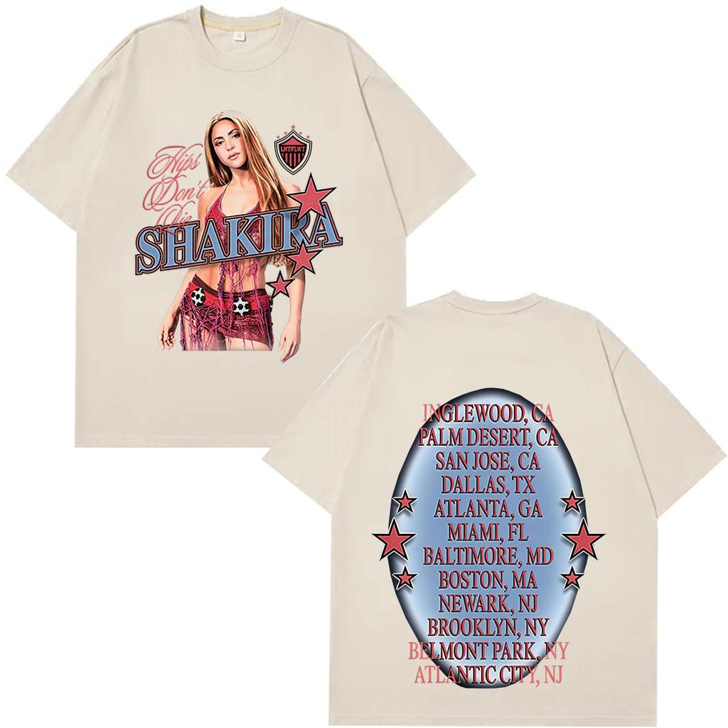 Shakira Las Mujeres Ya No Lloran World Tour 2026 Tshirt Unisex Unisex Fashion Tshirt Loose Casual Cotton Vintage Hiphop Tshirts