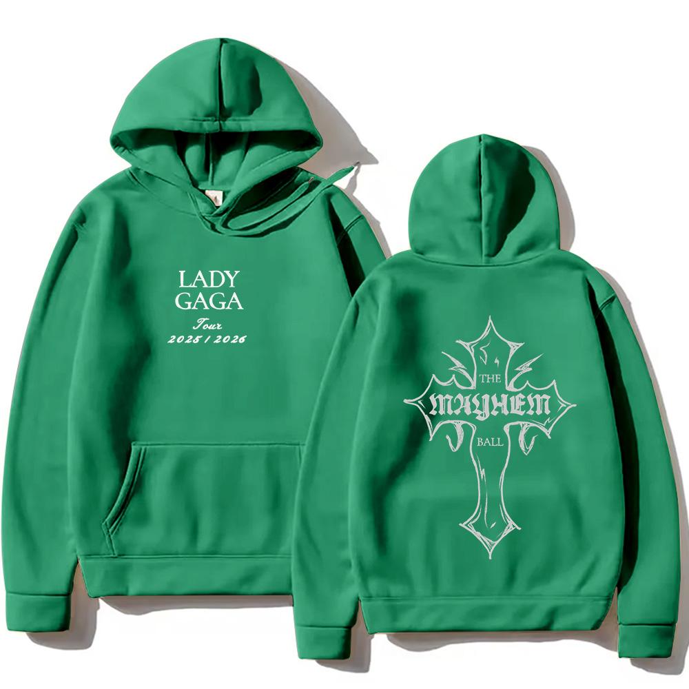 Lady Gaga Fashion Hoodies Lady Gaga MAYHEM Cross Cutoff Print Sweatshirt Fall Retro With Hooded Clothing Unisex Loose Streetwear