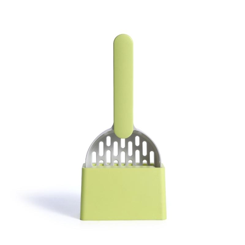 Cat Cleaning Tool Litter Scoops with Holder Stand 2in1 Kitten Litter Cleaner Litter Shovel with Litter Container for Cat