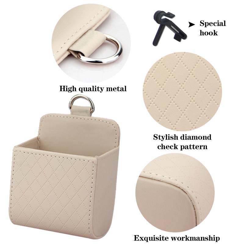 SCIONE Car Air Outlet Mobile Phone Storage Bag Air Conditioning Multifunctional Car Storage Box Car Lambskin Air Outlet Storage Hanging Bag