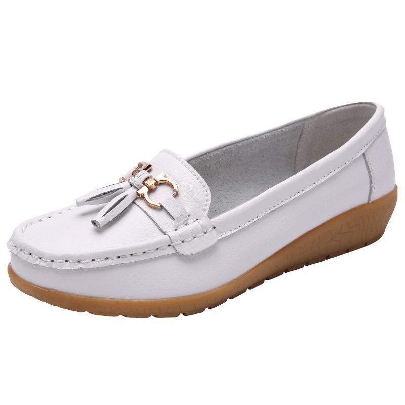 Cheap Women Flats Dance Shoes Leather Breathable Moccasins Women Boat