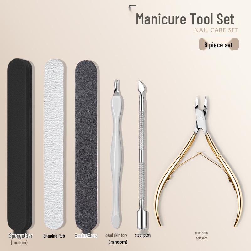 Nail Salon Manicure Set: Cuticle Scissors, Grinding File & Storage Box