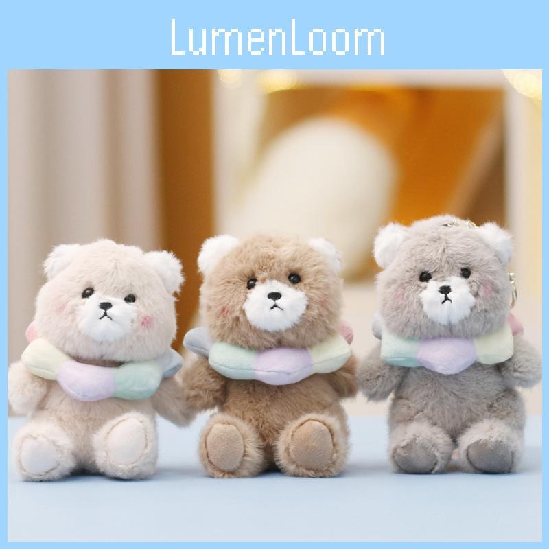 Plush Cartoon Bear Doll Keychain With Scarf Design For Collection And Gift Kids