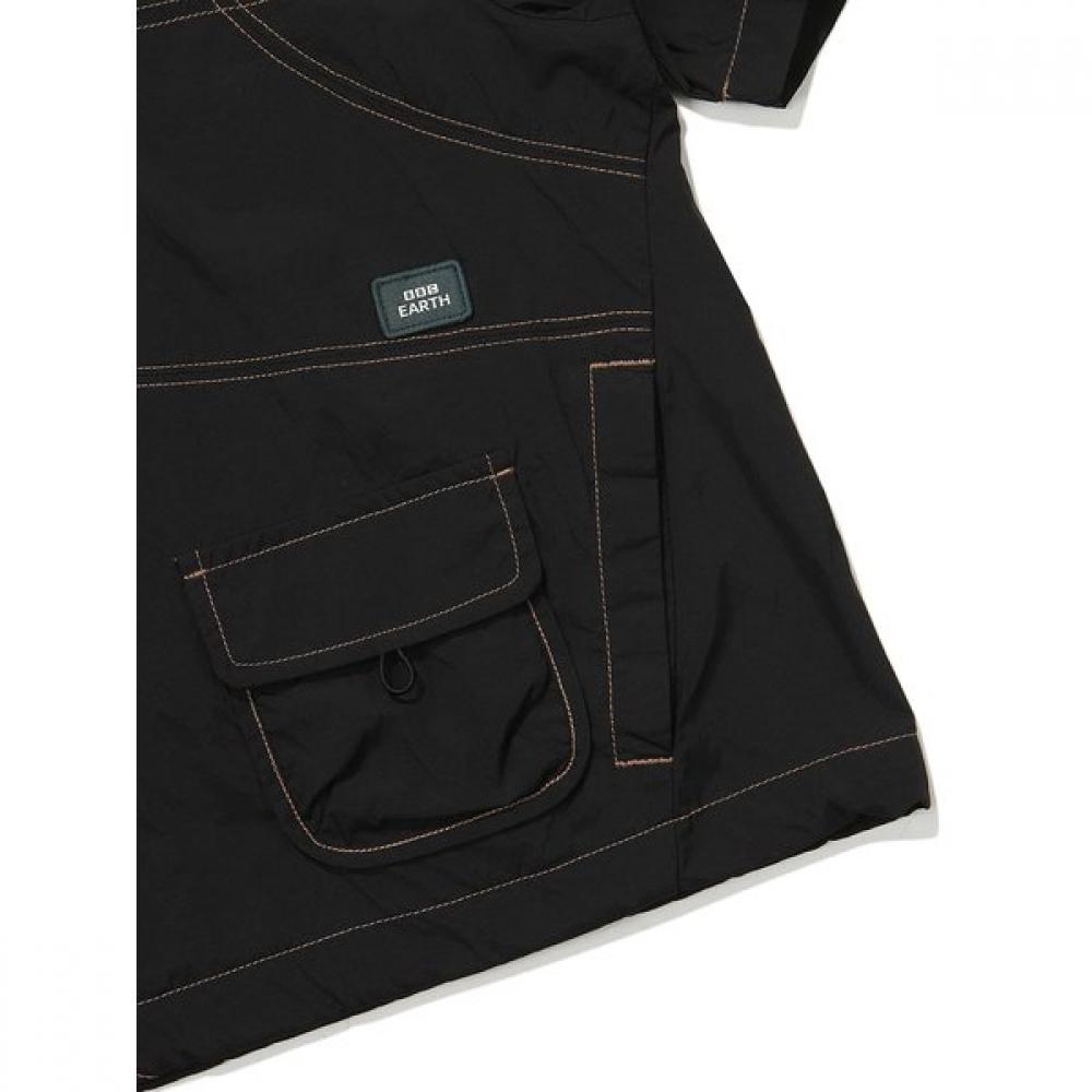 Earth Stitch Short Sleeve Anorak  Black 