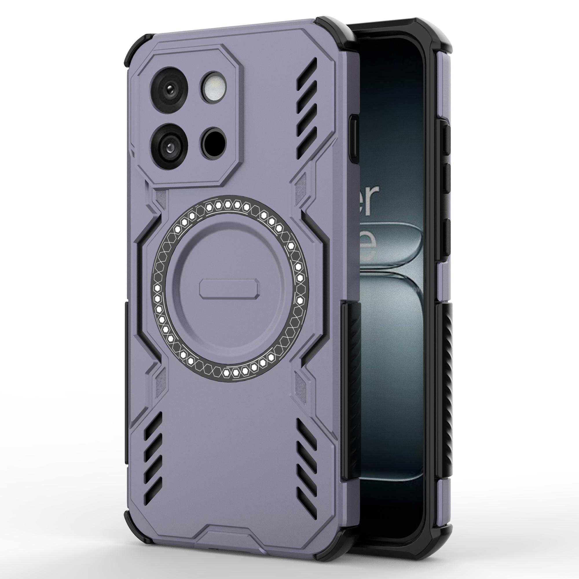 

For OnePlus 13T 5G Magnetic Case Butterfly Armor Hollow Heat Dissipation PC+TPU Phone Cover Purple