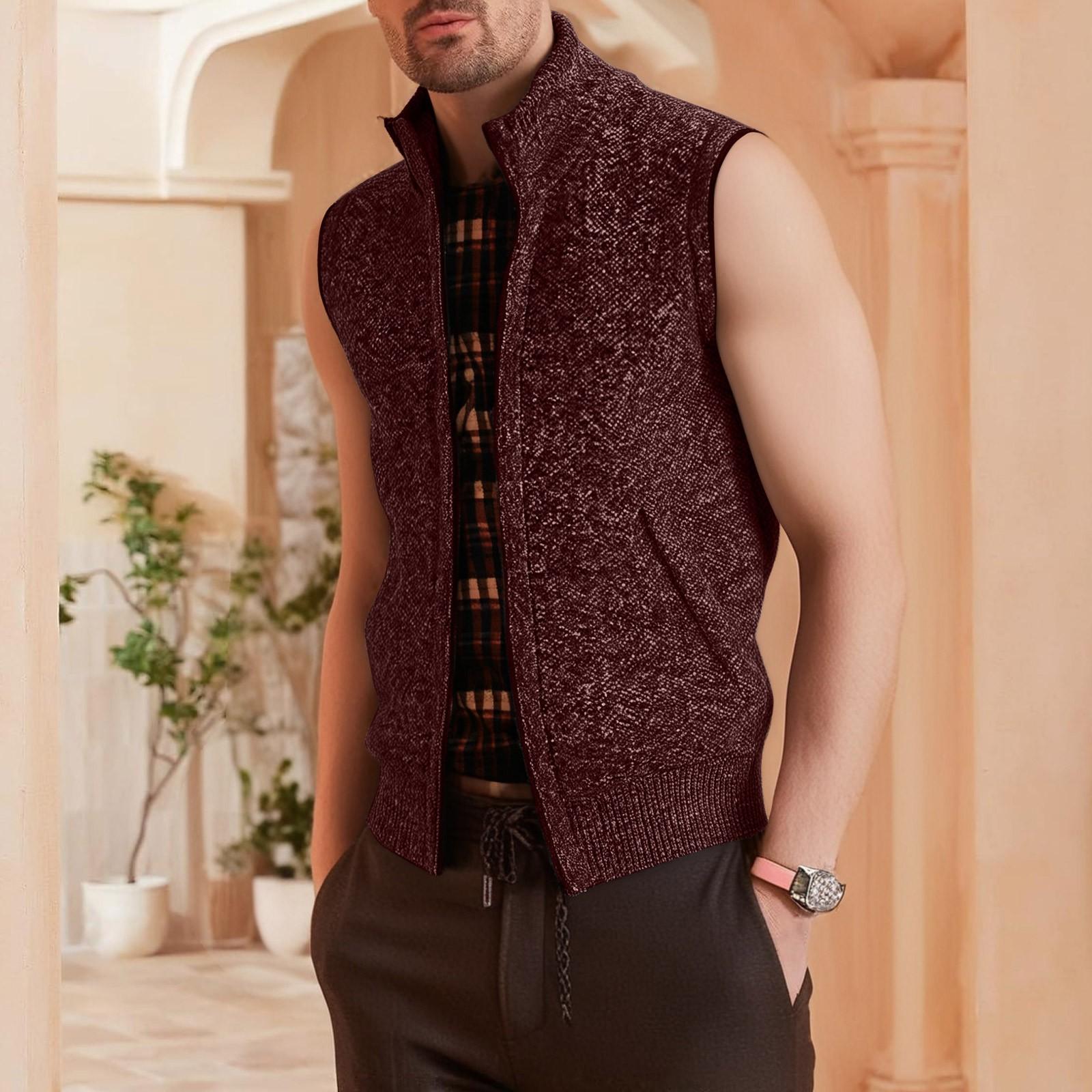 

Мужской повседневный кардиган свободного кроя на молнии, жилет, вязаная куртка со стойкой XXL