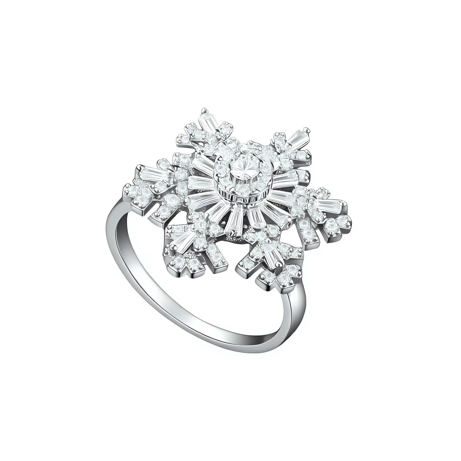 

Elegant Snowflake Ring Handmade Zircon Layers Copper Craft Finger Accessories Lightweight and Comfort Jewelry