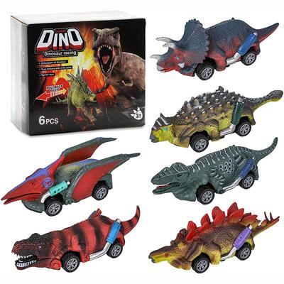 6er-Pack Dinosaurier-Spielzeug zum Zurückziehen von Autos, Dino-Spielzeug für 3-jährige Jungen und Kleinkinder, Mini-Tierfiguren zum Zurückziehen von Autos, Spielzeug-Dinosaurier-Spiele mit T-Rex