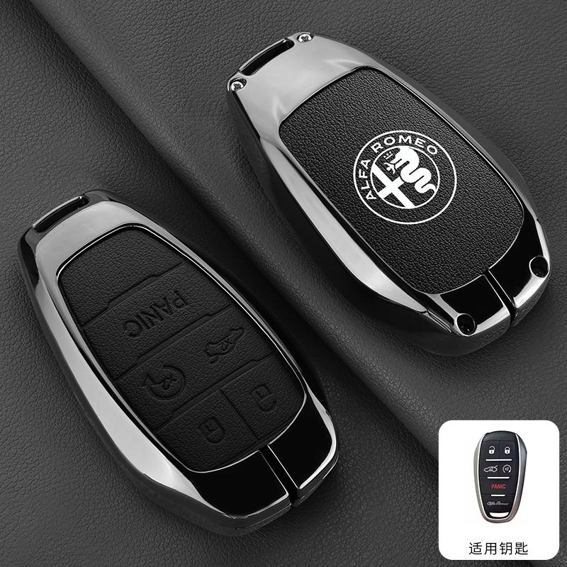 

For Alfa Romeo 2026 Hot Sticker 5 Buttons For Alfa Romeo Stelvio Giulia 2017-2024 4C Spider Zinc Alloy Leather Car Remote Key Ca For Alfa Romeo