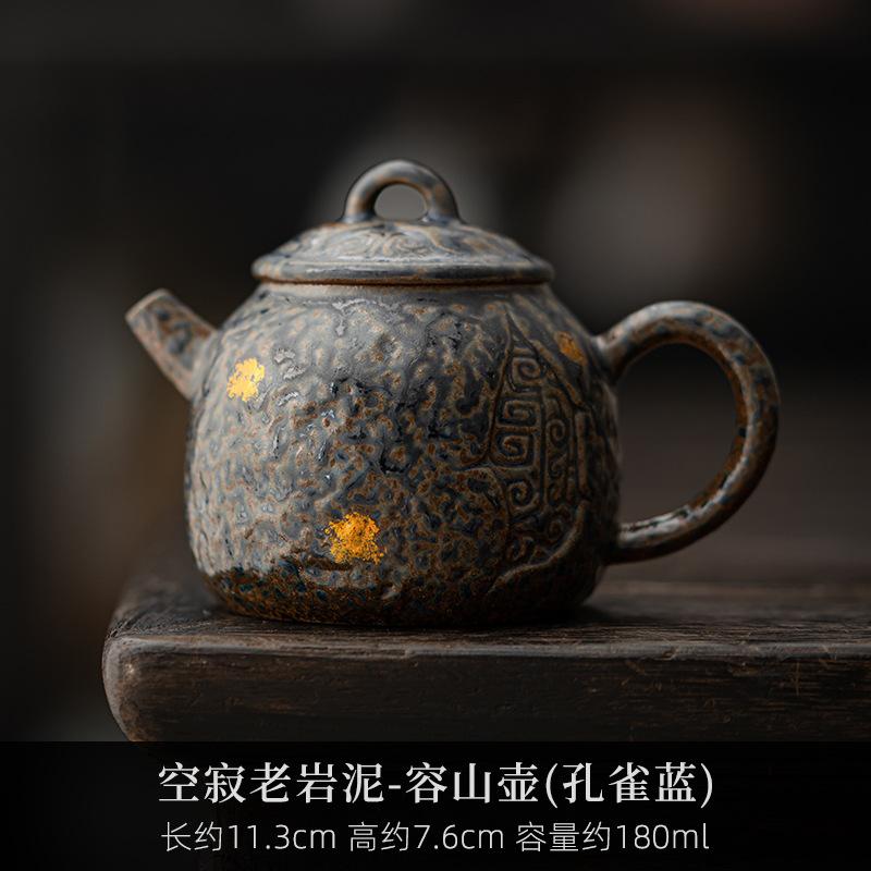 180ml Ručně vyráběná čajová konvice Old Rock Mud Japonská hrubá hrnčířská keramika Starobylý čajník Rychlovarná konvice Kung Fu Tea Čínská čajová sada Dekorace