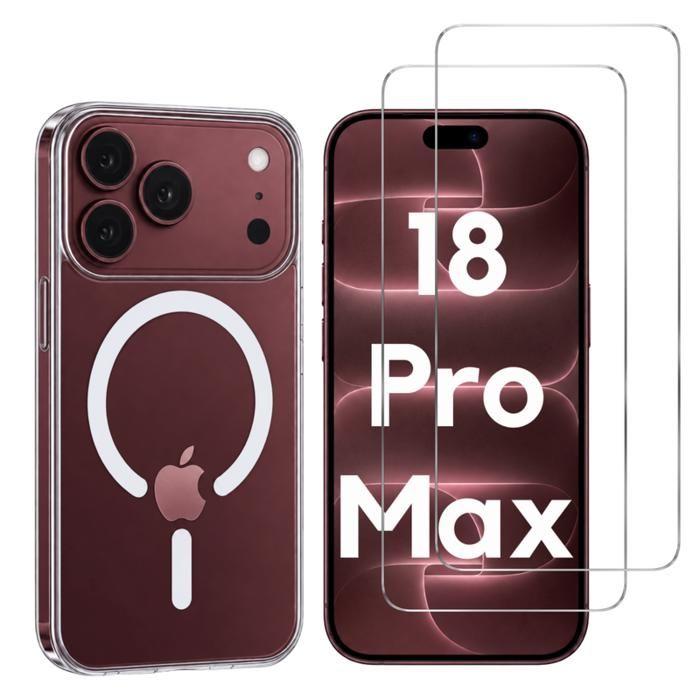 Coque pour iPhone 18 PRO MAX et 2 Verres Trempé écran - Cercle magnétique intégré Phonillico®