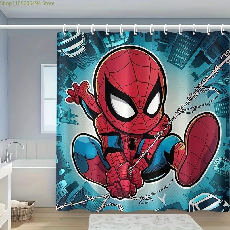 

1pc Superhero Shower Curtain with Hook - Polyester, Vibrant Cartoon Design, All-Season Bathroom Decor, Machine Washable, Unlin 90x180cm
