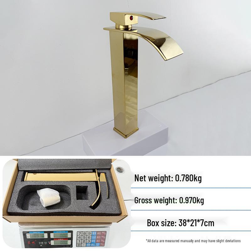 Heiß- und Kaltwasser-Wasserfallhahn mit Kupferkern für Waschbecken & Arbeitsplatte