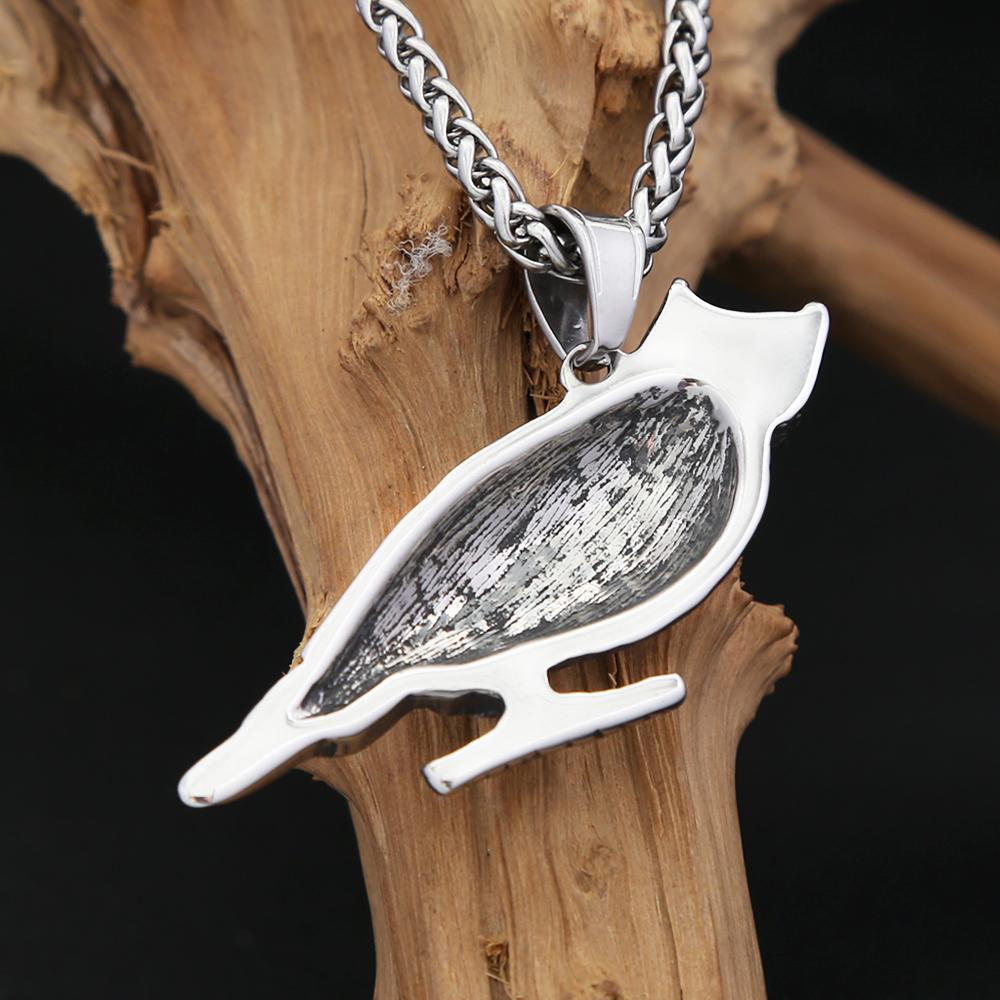 Vintage Vikings Owl Pendant Necklace For Men Women Stainless Steel Amulet Animal Necklaces Nordic Jewelry Dropshipping
