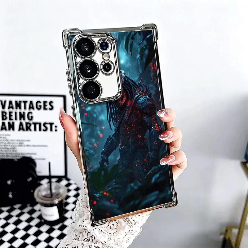 A-Alien Vs P-Predator Plating Phone Case For Samsung Galaxy S24 S25 FE S26 Edge S23 Ultra S22 S21 Plus S20 Anti-Fall Airabag Cov