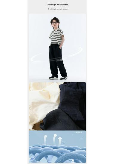Boys' 2026 Summer Breathable Wide-Leg Pants - Stylish and Airy for Middle and Big Kids