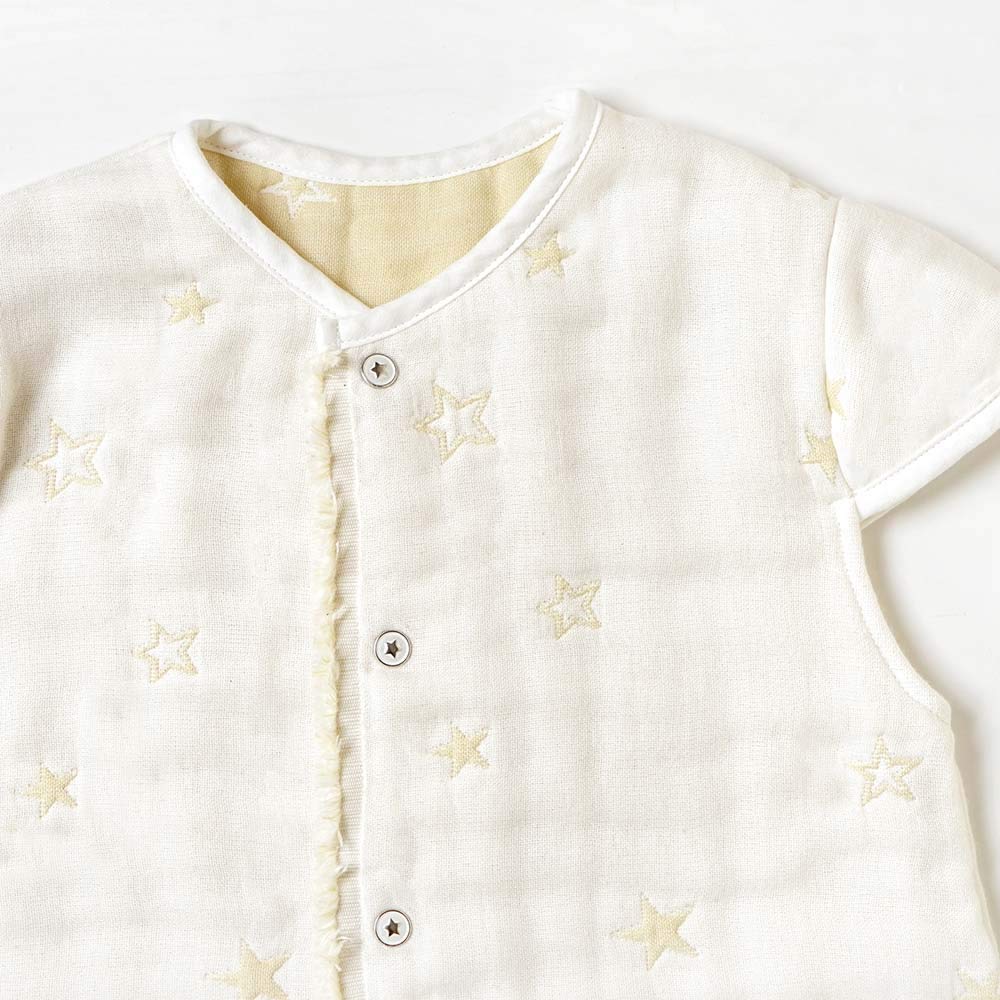 10mois Fluffy Gauze Baby Sleeper with 58cm For Newborns To 3 Years Old (Dimois) (6-Layer Gauze) 2-Way Sleeves, 100% Cotton, Ecru, Length,